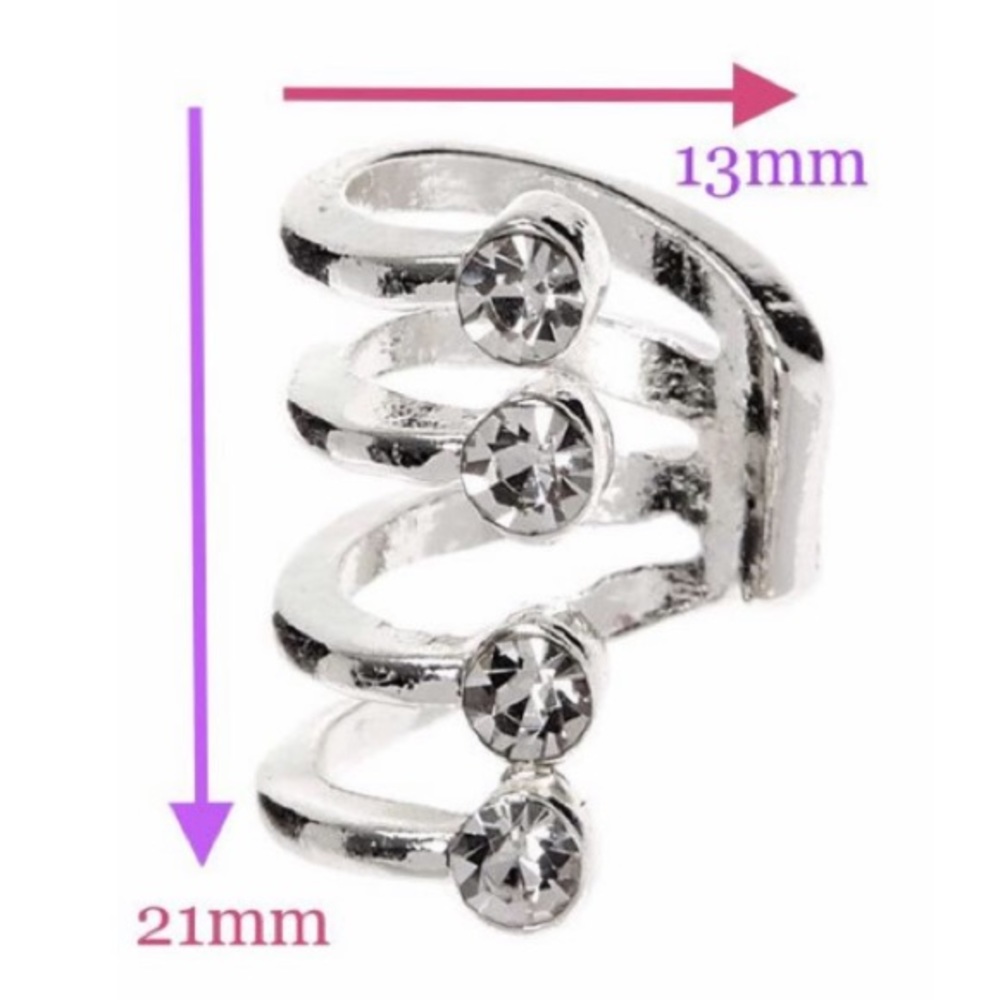 3/20$ đSILVER TONE 4 BAND CRYSTALS EAR CUFF WRAP - Picture 2 of 6